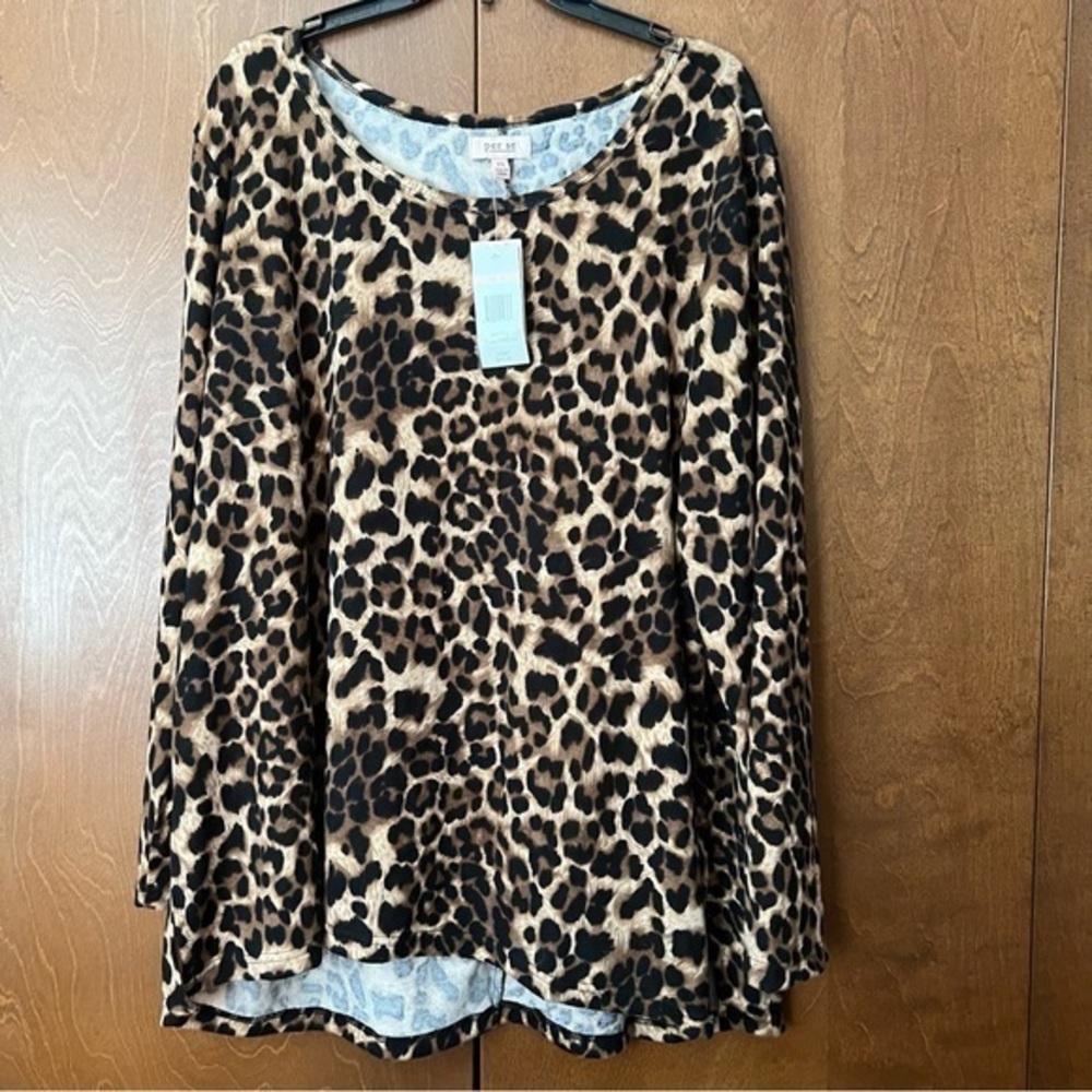 Per se Khaki Chetah Print Knit Tunic NWT 2X